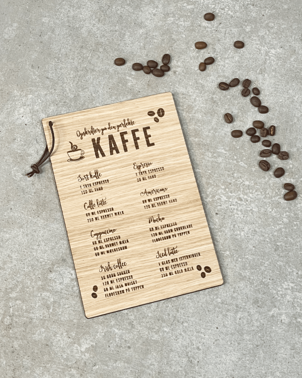 Kaffeopskrift skilt – 2 størrelser