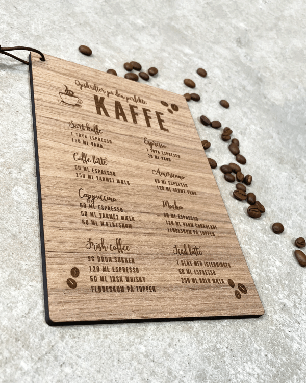 Kaffeopskrift skilt – 2 størrelser