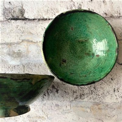 Marokkansk Tamegroute keramikskål – Grøn, Ø 25 cm