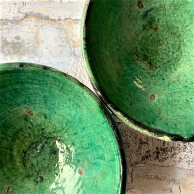 Marokkansk Tamegroute keramikskål – Grøn, Ø 25 cm