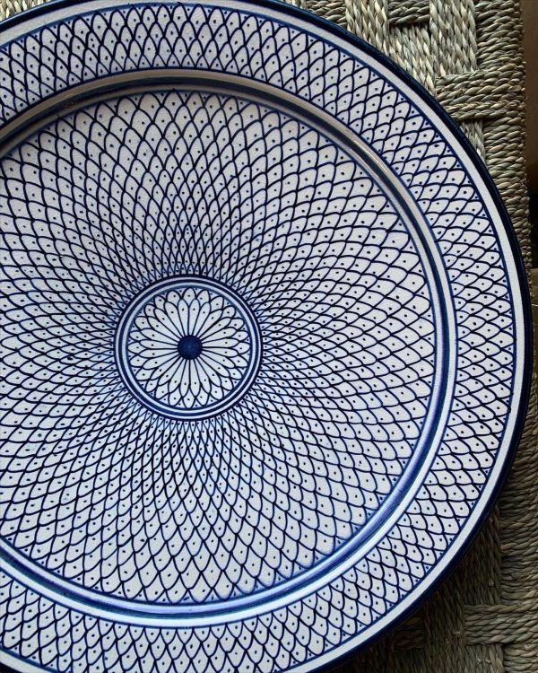 Marokkansk håndlavet keramikfad – Noura, Ø 30 cm