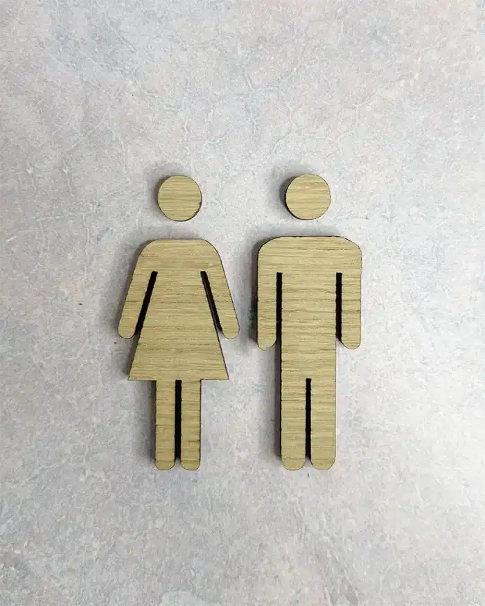 Mand og dame piktogram til toiletdøren i træ - Treend