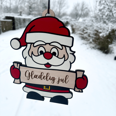 Glædelig jul skilt med snor, Julemand